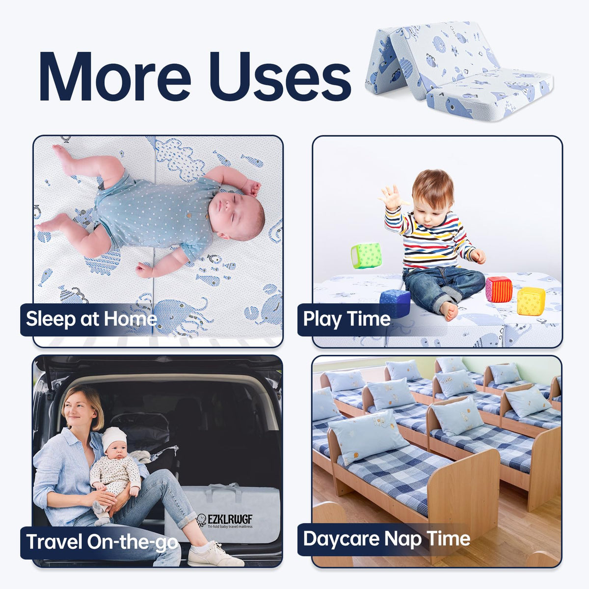 Dual Sided Soft & Firm Memory Foam Trifold Pack and Play Mattress X94030