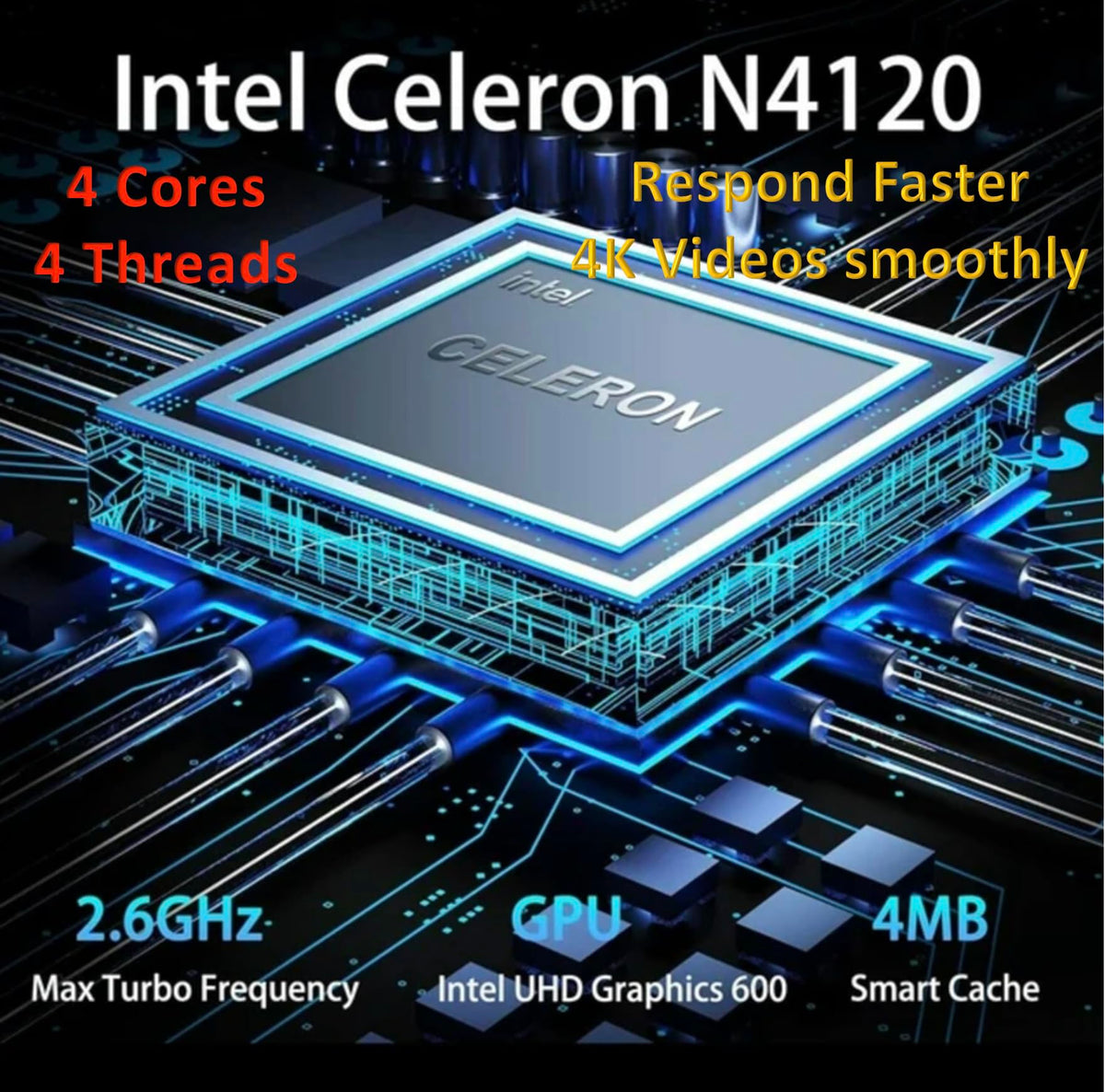 14" Ultral Light Thin Laptop, Quad-Core Intel Celeron, 16GB RAM, 564GB, Windows 11 S, Royal Blue T111238