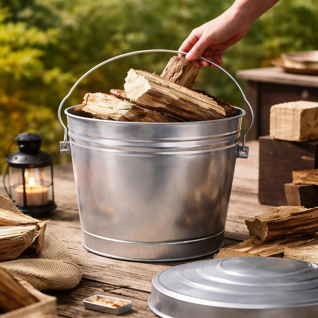 6 Gallon Galvanized Metal Trash Can with Lid E8408