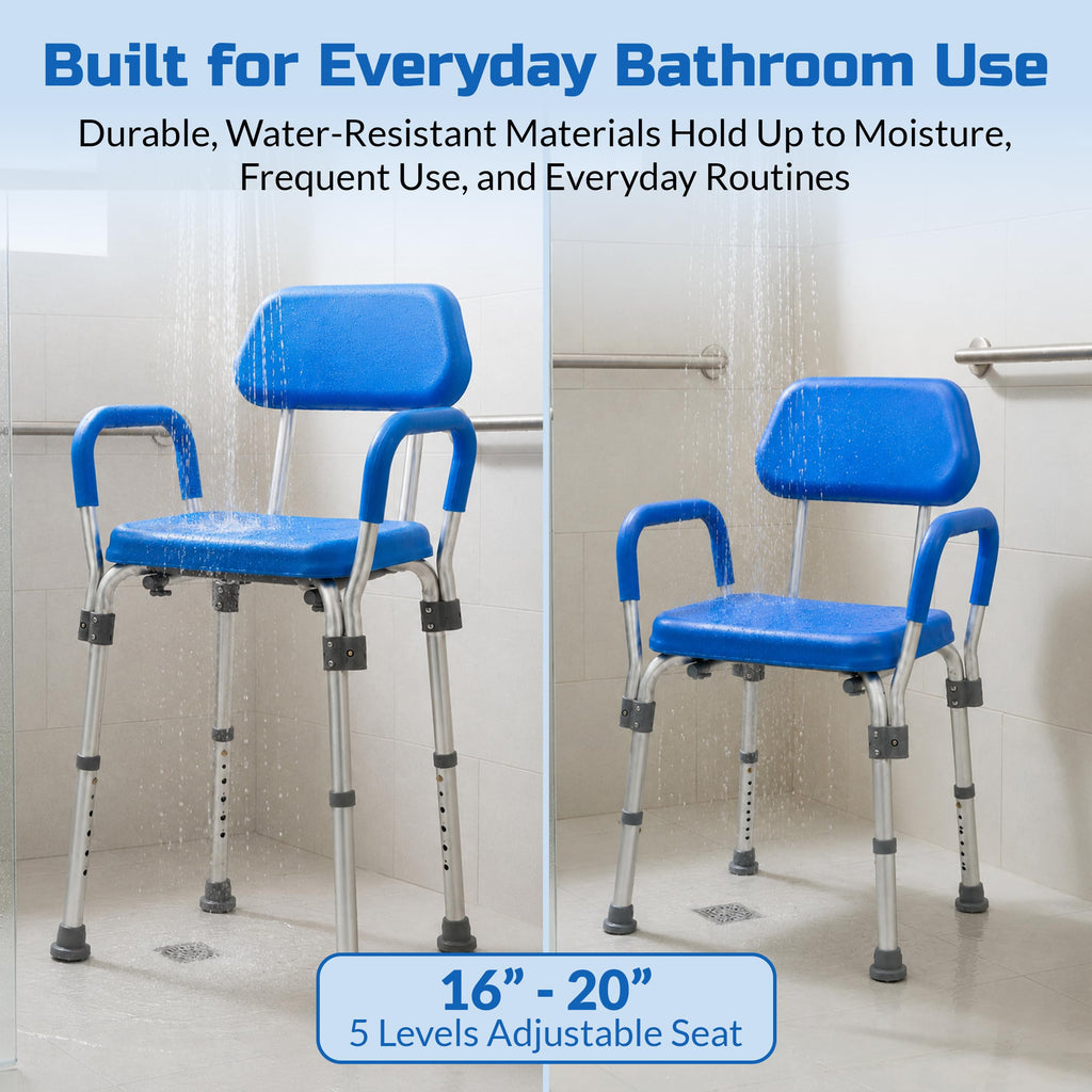 Padded Shower & Bath Chair with Armrests and Back C435698