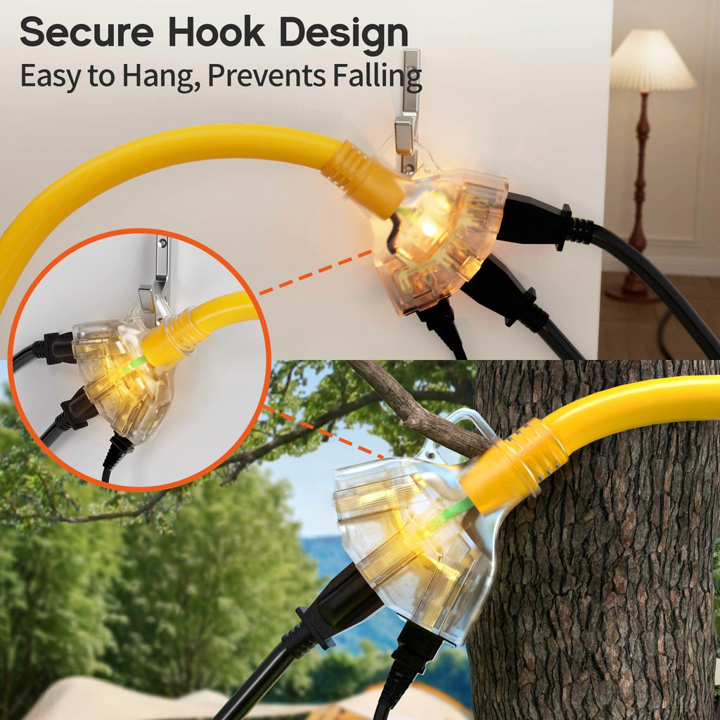 100FT 10 Gauge Extension Cord with Multiple Outlets Yellow N474738