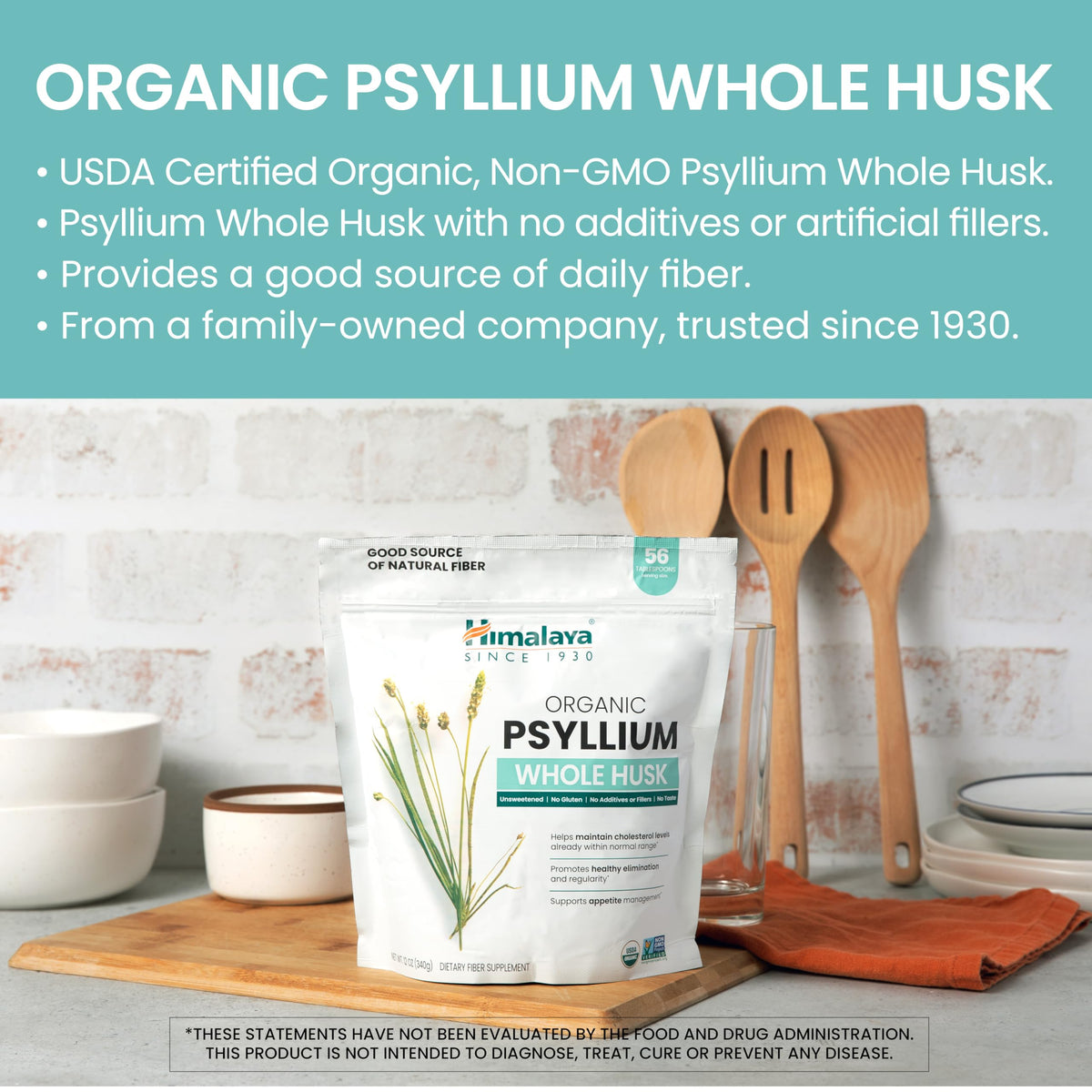 Organic Psyllium Whole Husk Fiber Supplement, Unflavored, 12 oz Z19777