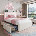 White Twin Size Bed Frame with 4 Storage Drawers I34608