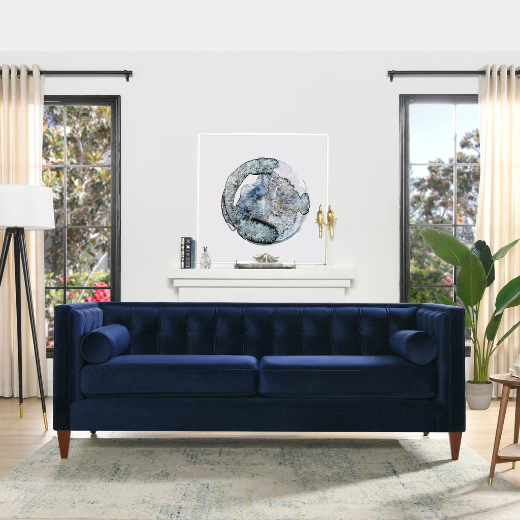 Navy Blue Velvet Tufted Sofa P138