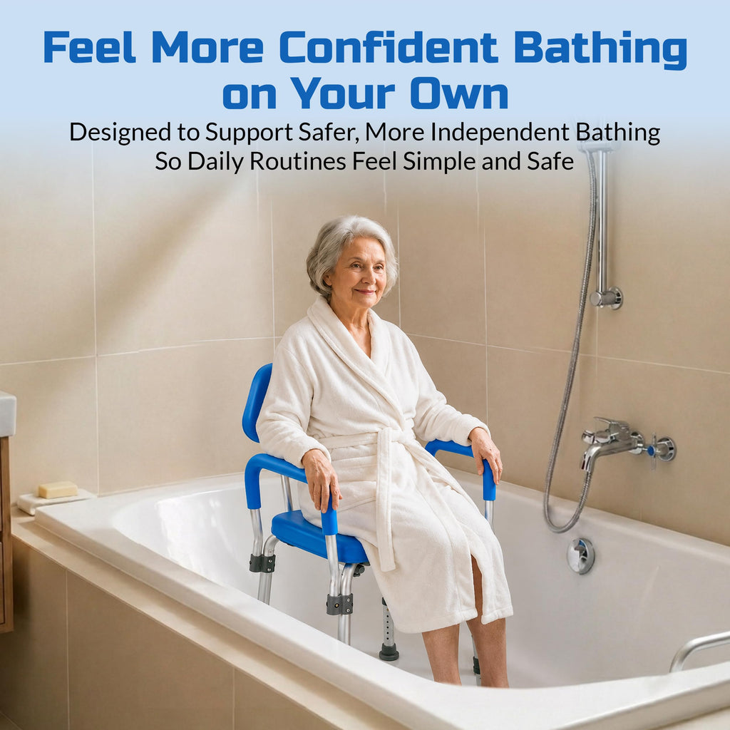 Padded Shower & Bath Chair with Armrests and Back C435698