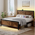 Queen Size Metal Platform Bed Frame with Storage O7908