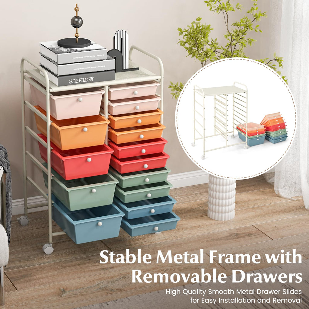 15 Drawer Multicolor Rolling Storage Cart Z289