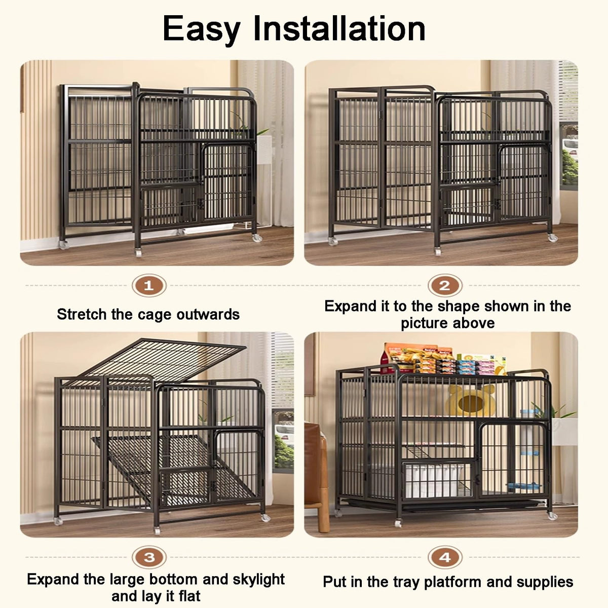 Foldable 4-Tier Indoor Cat Enclosure with Hammock G771744