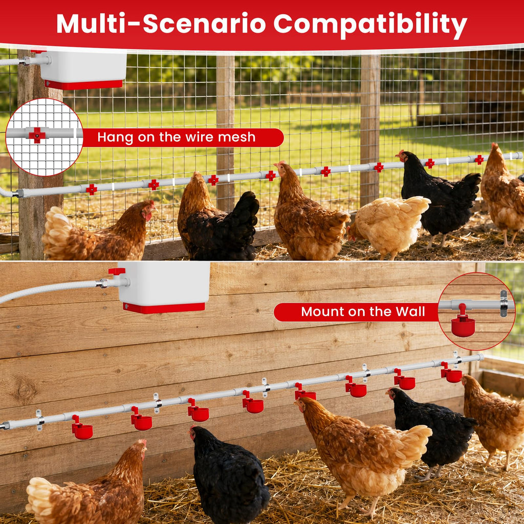 3 Gallon Automatic Chicken Waterer with 8 Cups and 8 Nipples W575