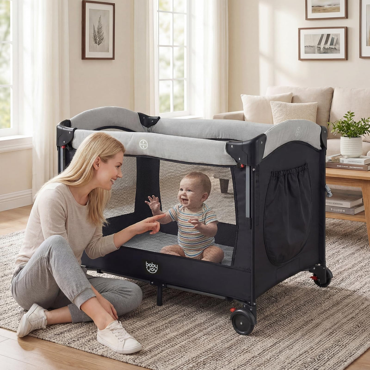 5-in-1 Pack and Play Bassinet Playard with Diaper Changer Q99814