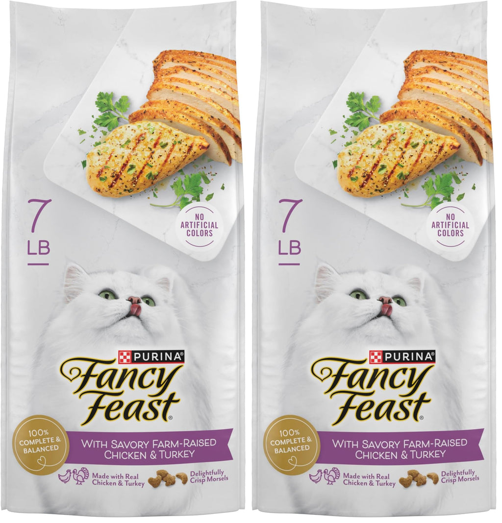 Dry Cat Food with Chicken and Turkey 7 lb Bag Pack of 2 S774