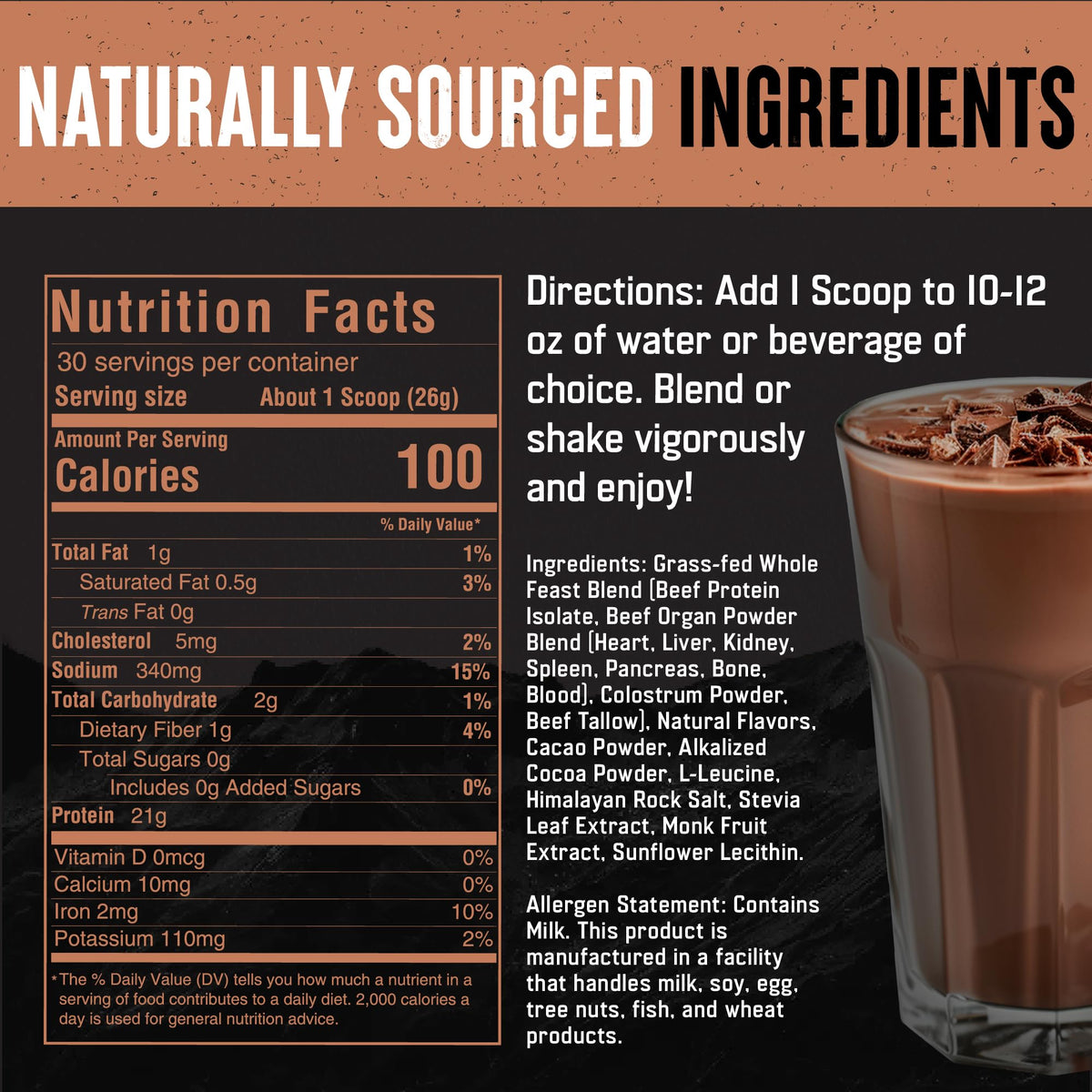 Beef Protein Powder Milk Chocolate 21g Protein B42355