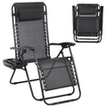 Zero Gravity Chair with Pillow and Cup Holder Trays, Black Z9667
