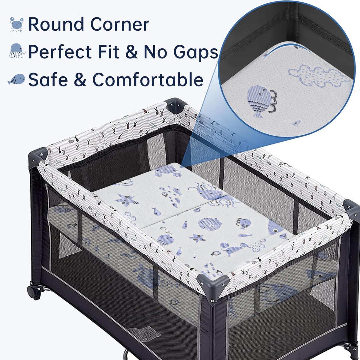 Dual Sided Soft & Firm Memory Foam Trifold Pack and Play Mattress X94030