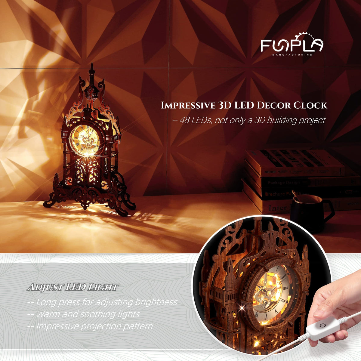LED 3D Wood Puzzle Clock Tower T849509