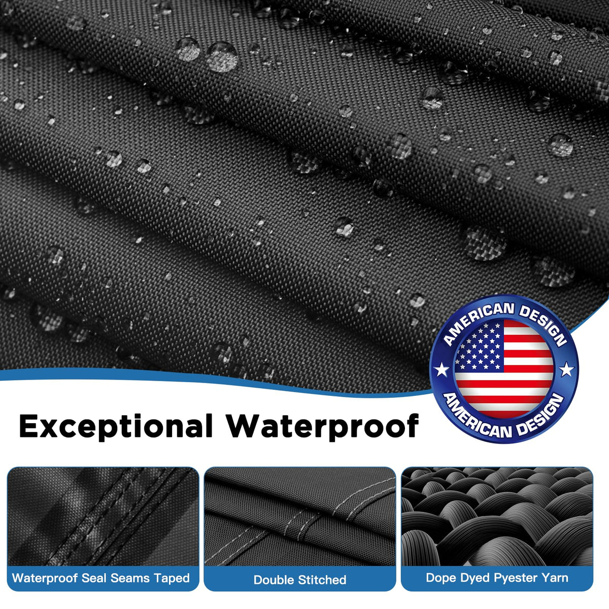 1200D Heavy Duty Waterproof Boat Cover 14-16ft Black P113
