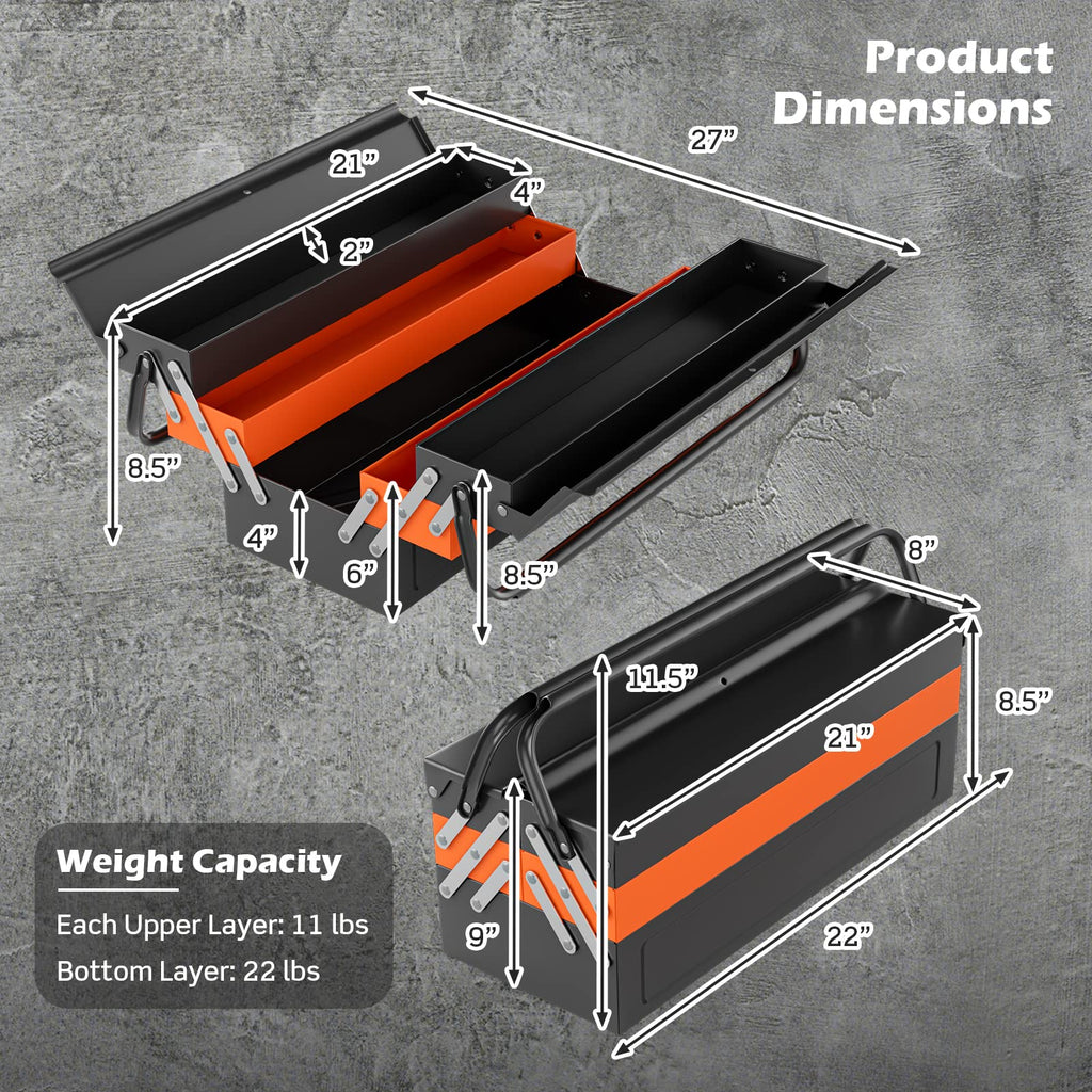22-Inch 3-Layer 5-Tray Metal Tool Box F877