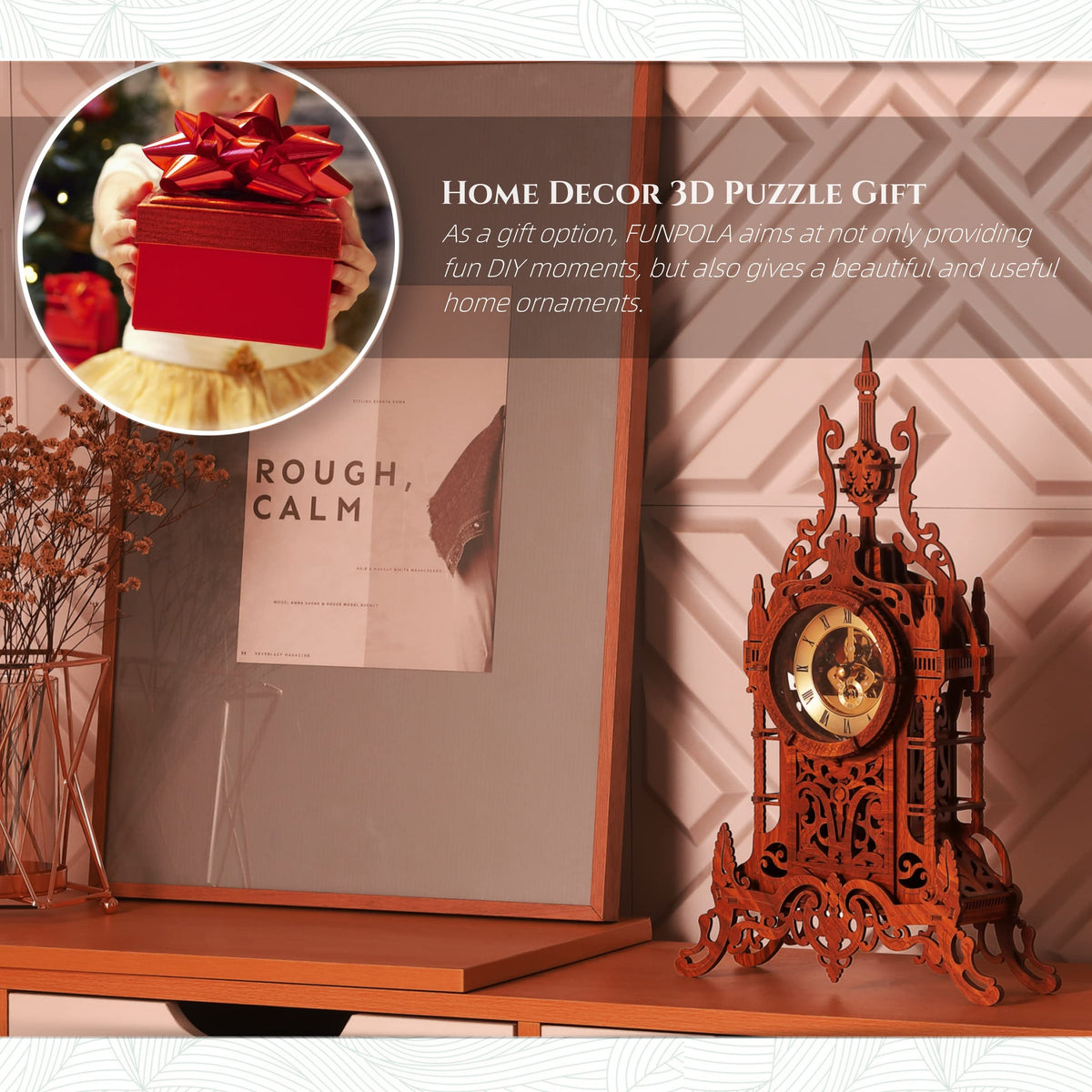 LED 3D Wood Puzzle Clock Tower T849509