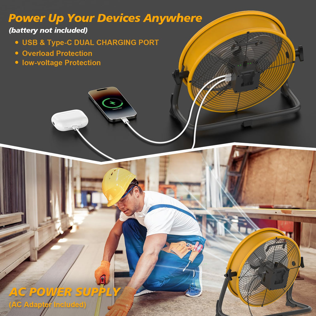16" Battery Powered Cordless Floor Fan X2323