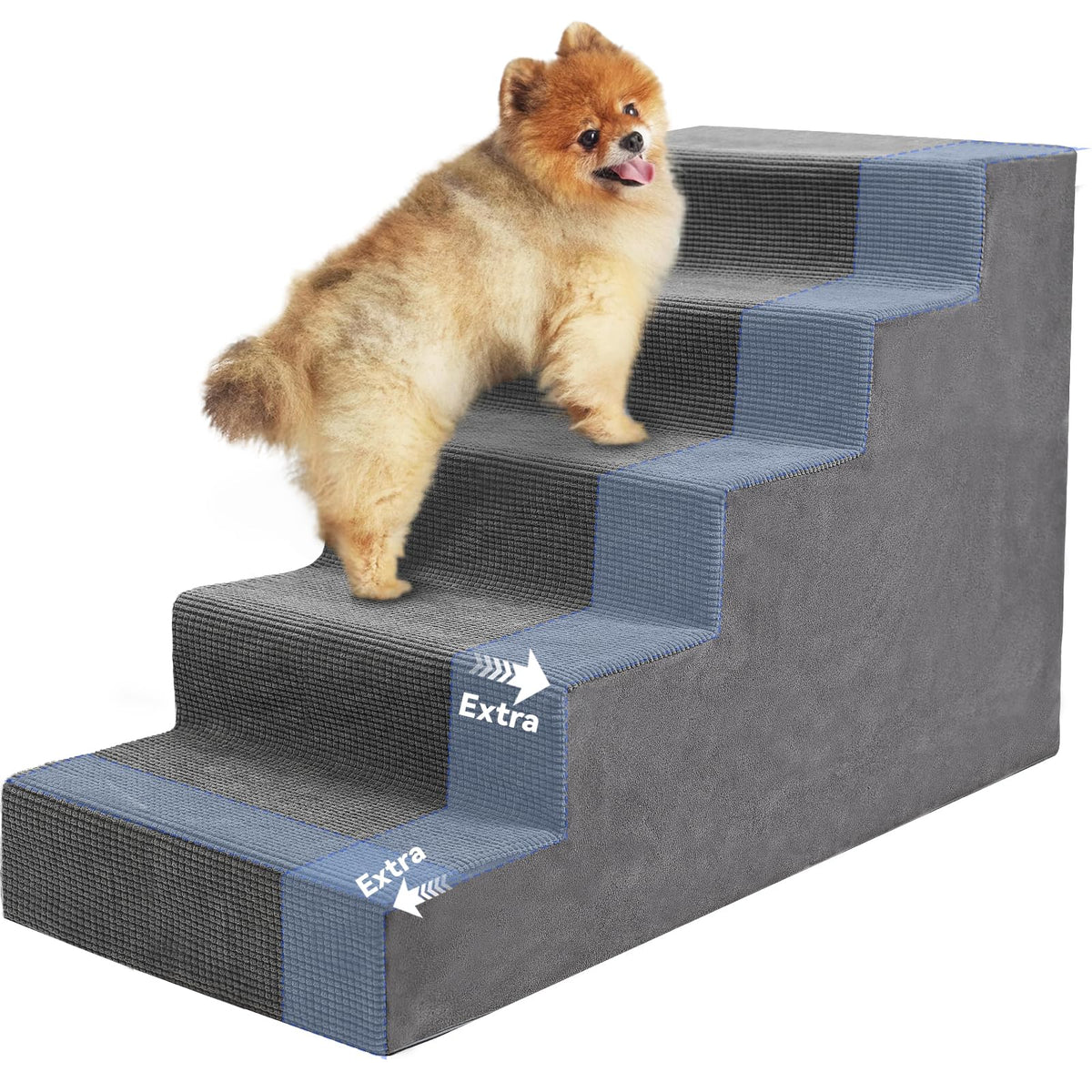 23”H Grey 5 Steps Non-Slip Foam Pet Stairs S546628
