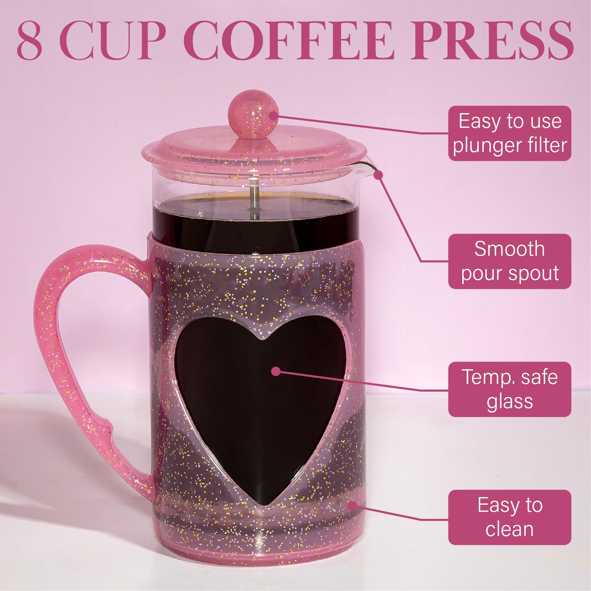 8-Cup Pink French Press Coffee Maker P562