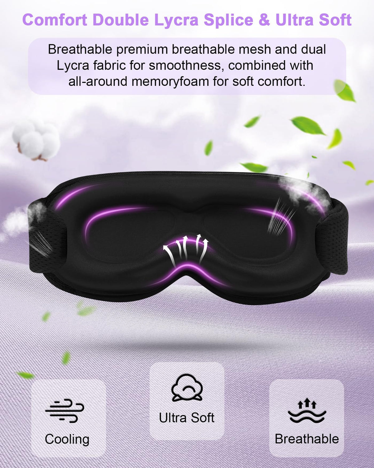 3D Contoured Sleep Mask with Bluetooth Headphones B3748
