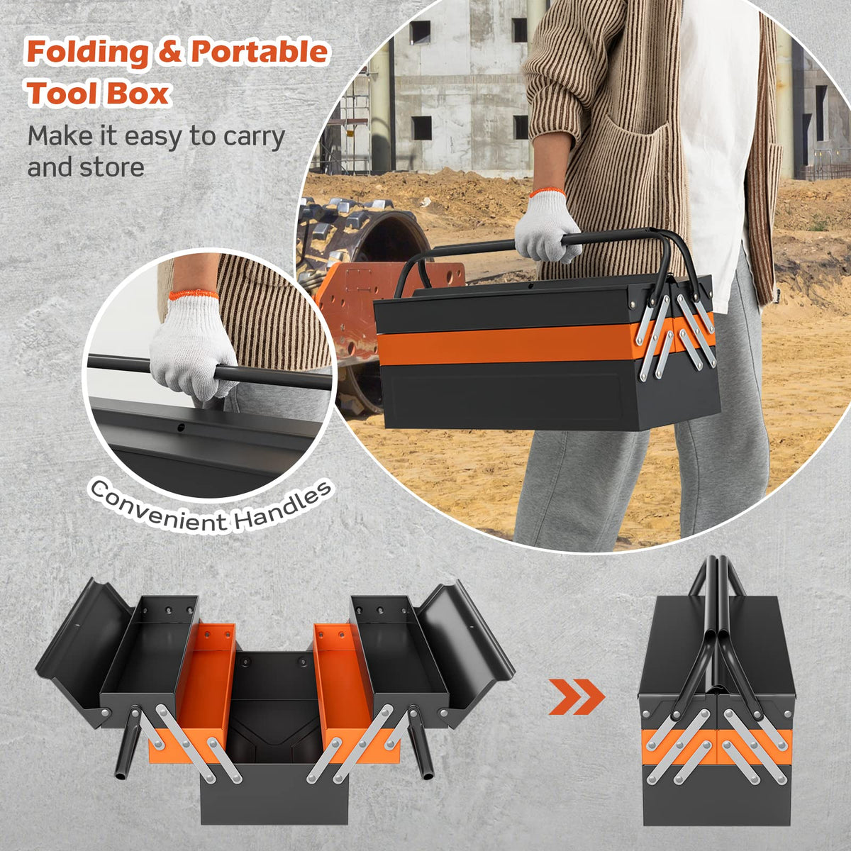22-Inch 3-Layer 5-Tray Metal Tool Box F877