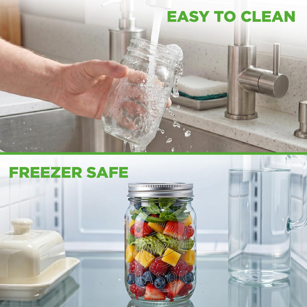 16 oz. Wide Mouth Glass Food Storage Containers with Lids, 12 Pcs V25415