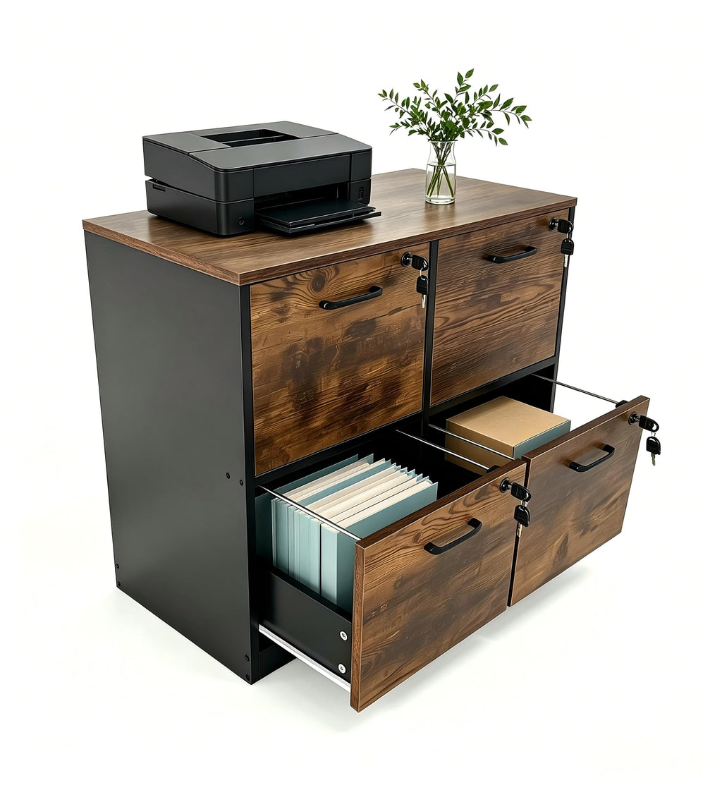 4 Drawer Wooden Lockable File Cabinet H790216