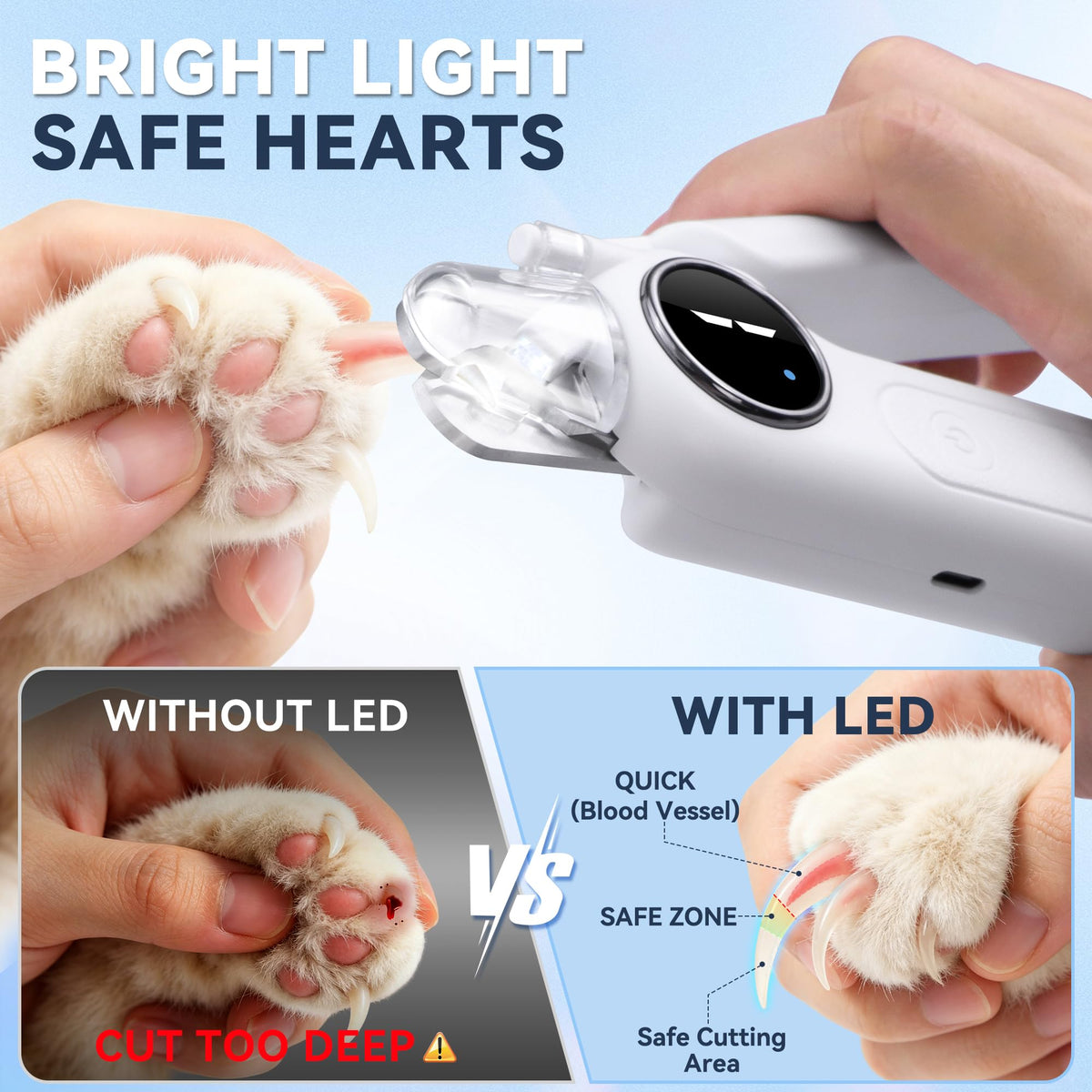 2-in-1 Quiet Electric Pet Nail Clipper & Grinder with Light C5437