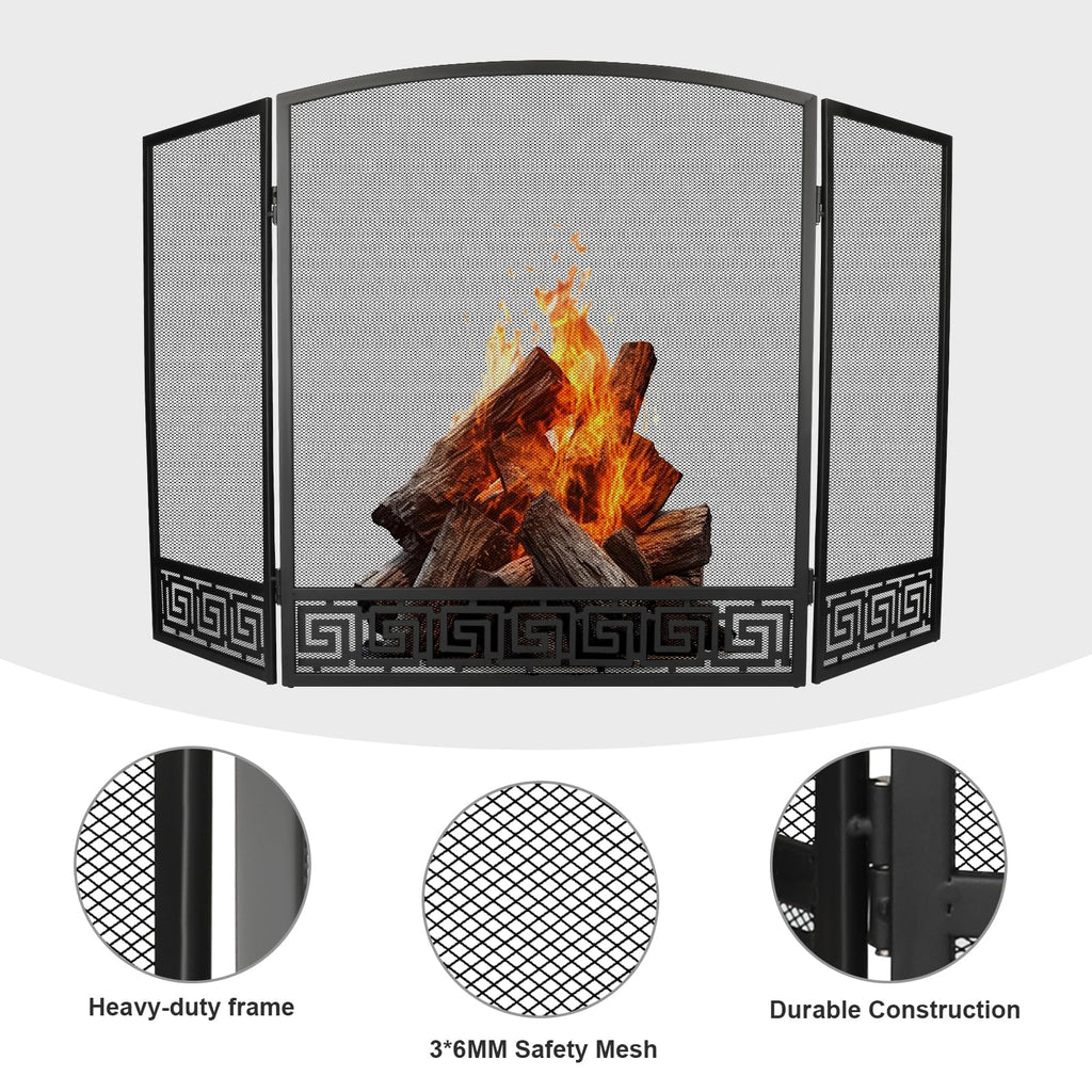 Arched 3 Panel Folding Fireplace Screen X5530