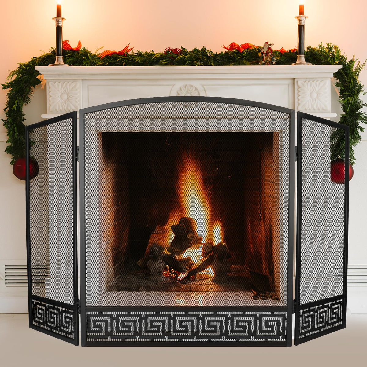 Arched 3 Panel Folding Fireplace Screen X5530