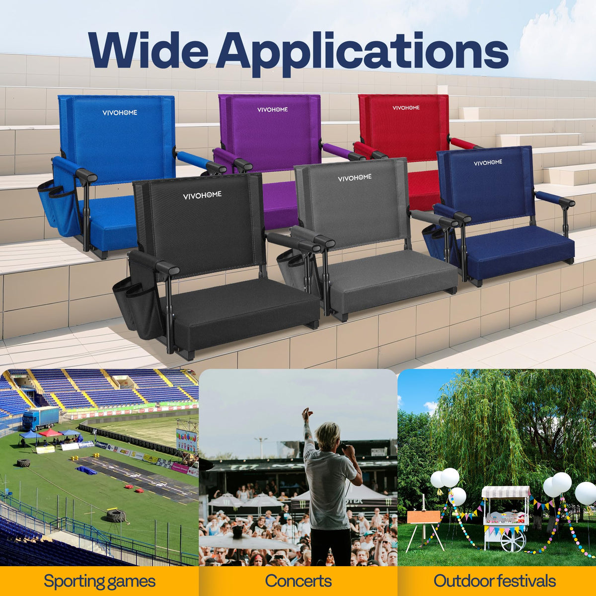 Stadium Seat with Back Support and 2.8" Cushion I7579