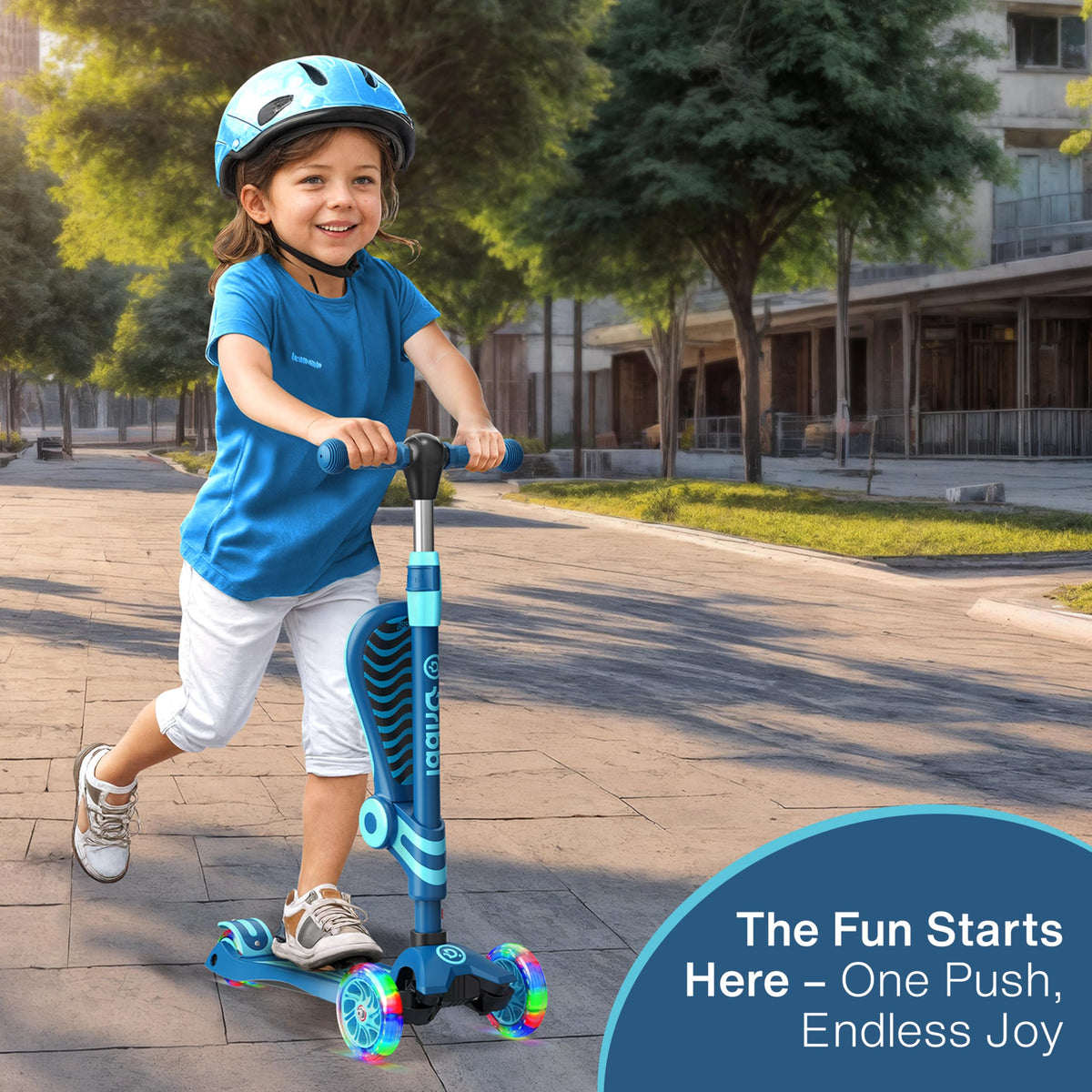 Blue 3 Wheel Scooter with Seat for Kids D685