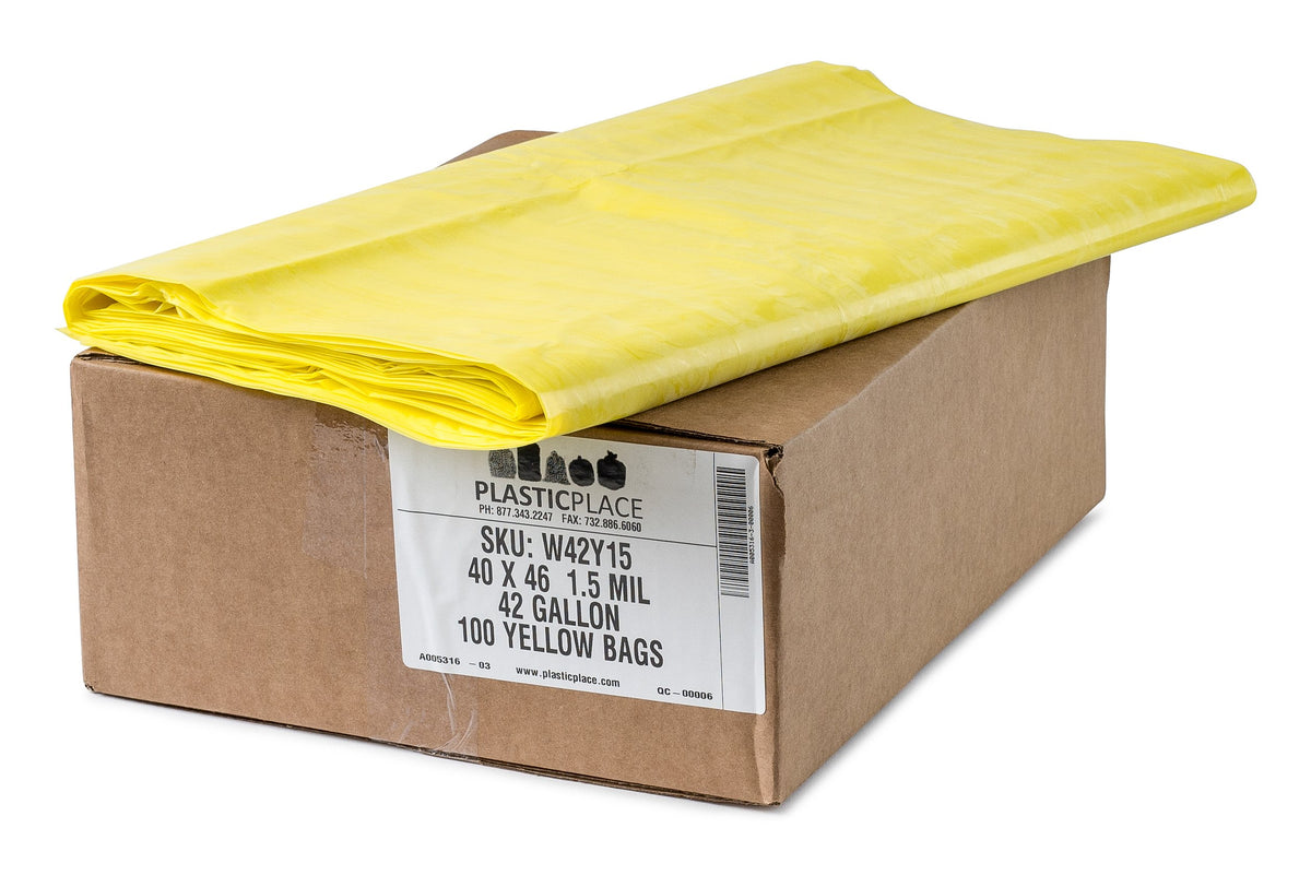 40-45 Gallon 1.5 Mil Yellow Trash Bags 100 Count N3190