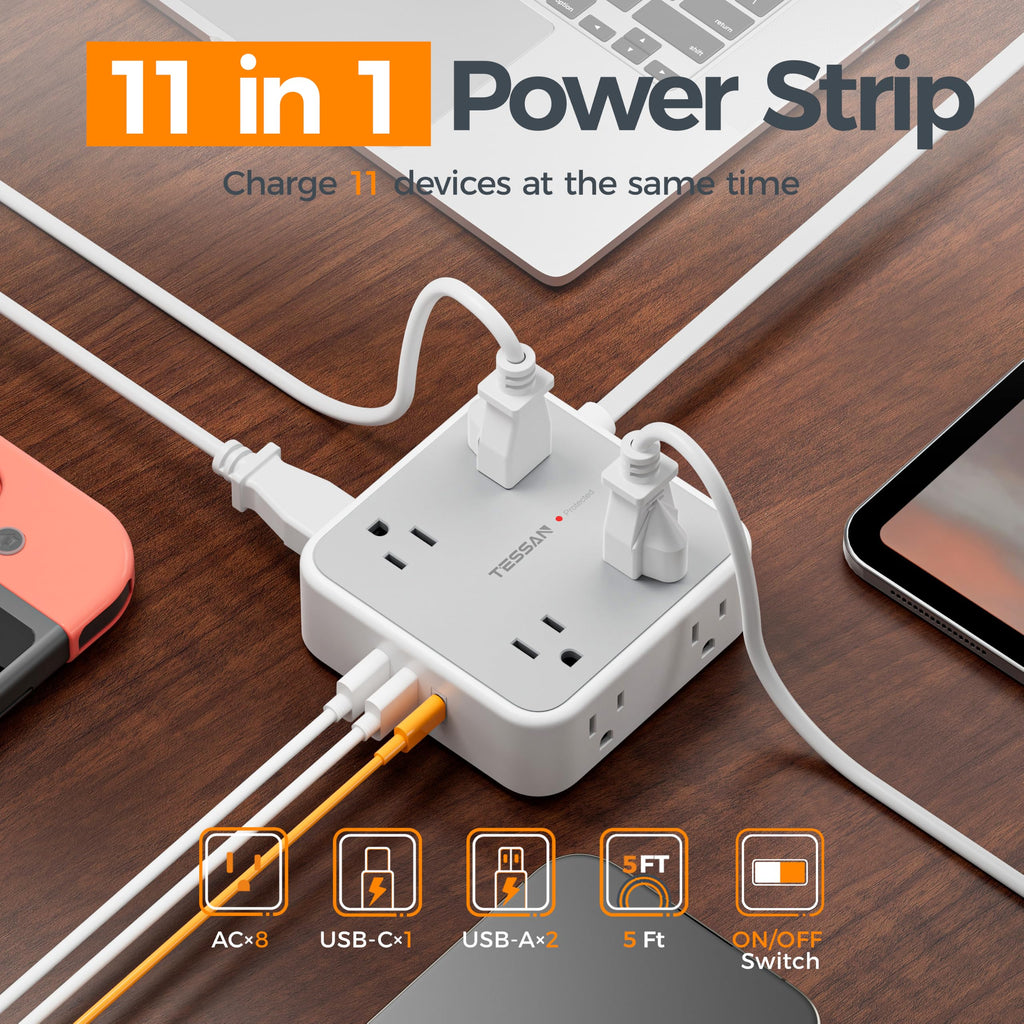 Grey 5 Ft Surge Protector Power Strip K455993