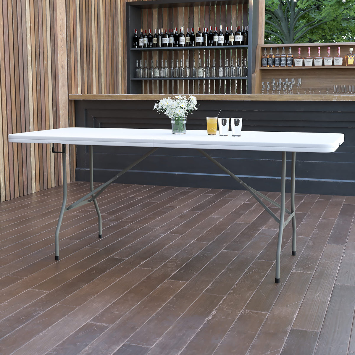 White 6-Foot Bi-Fold Plastic Folding Table X8536