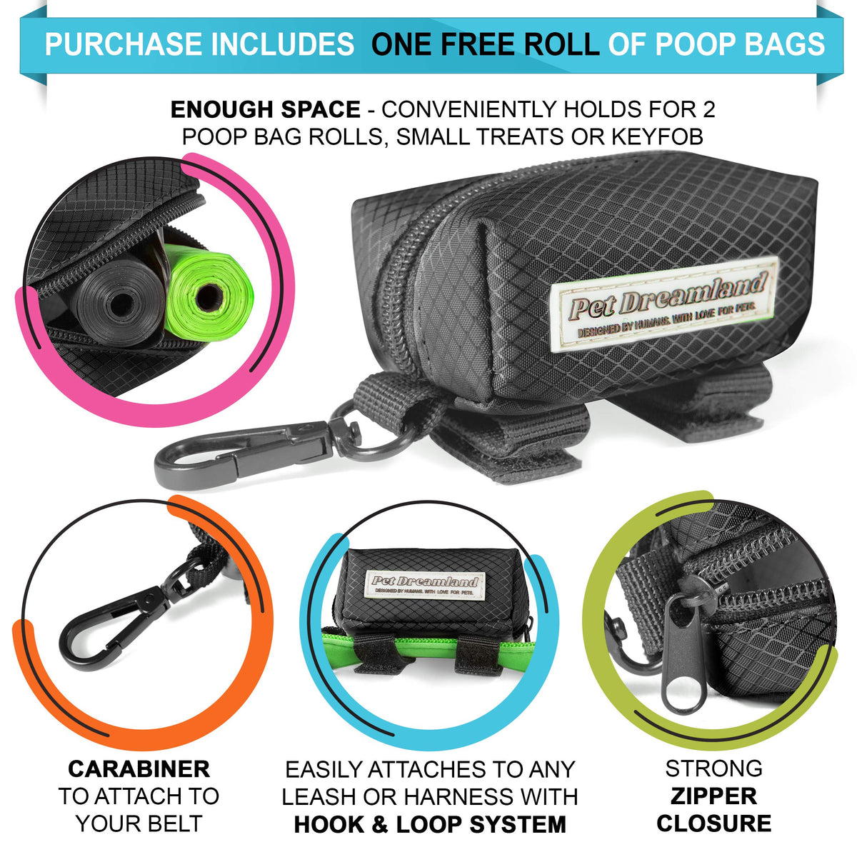 Hands Free Dog Leash and Poop Bag Dispenser F860