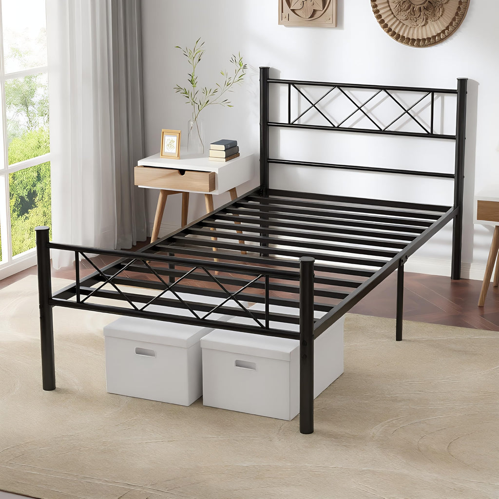 Twin Size Metal Bed Frame with Headboard V3206