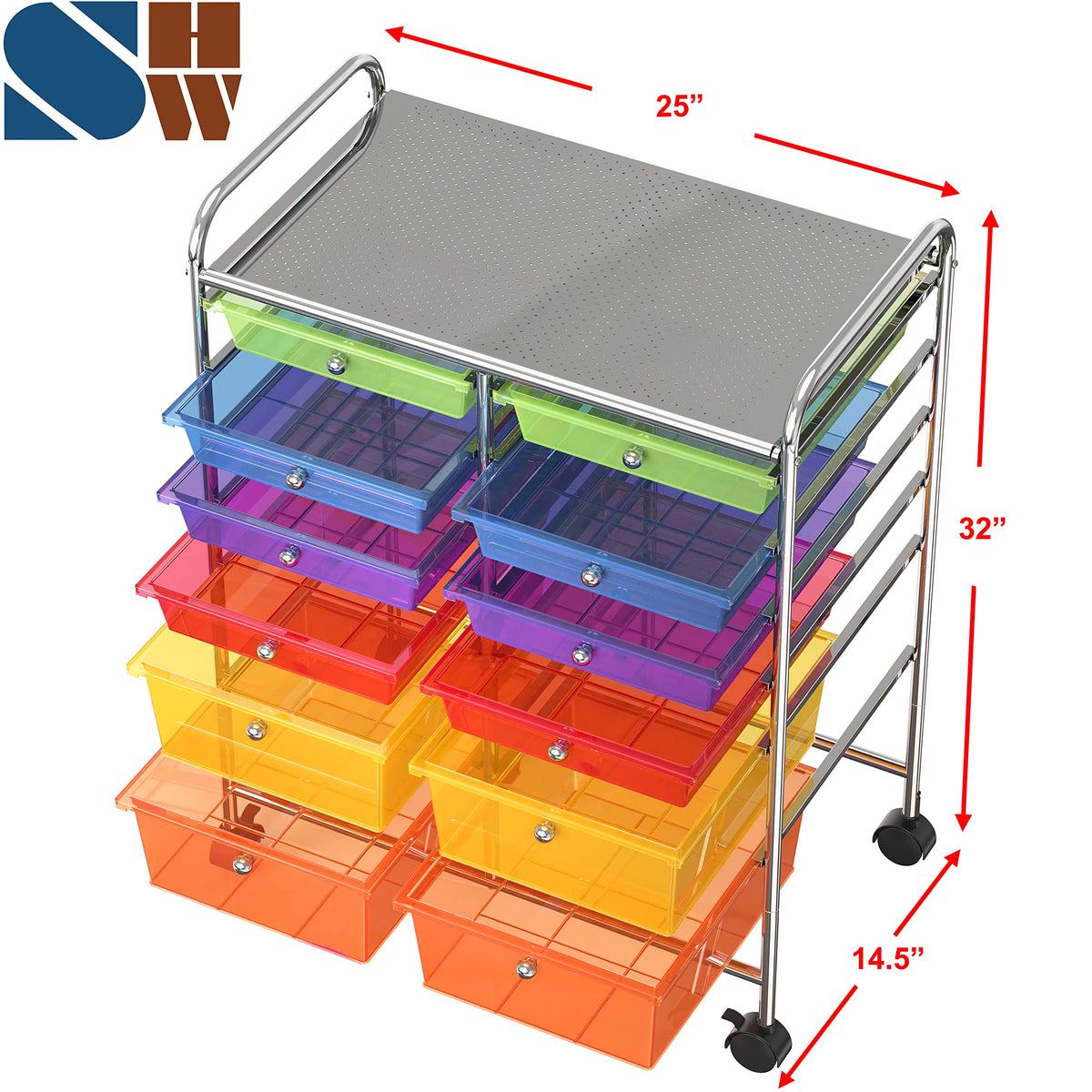 12 Drawers Rolling Utility Cart Organizer S19329