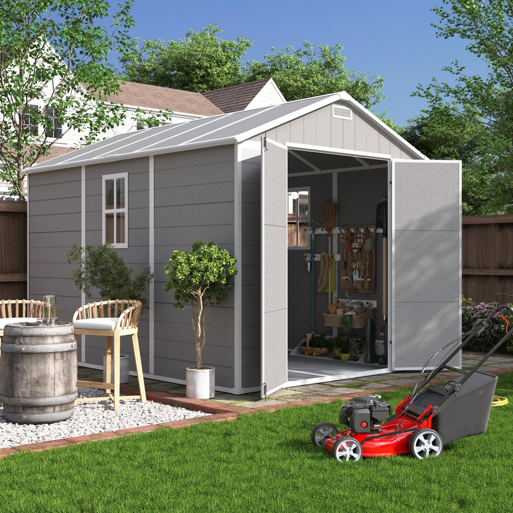 Plastic Storage Shed 7.5x10FT Grey White Y619