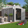 Plastic Storage Shed 7.5x10FT Grey White Y619