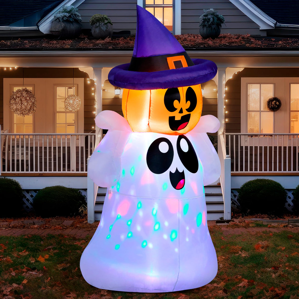 5 FT Halloween Inflatable Ghost with Colorful LEDs M86394